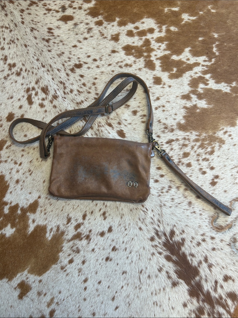 Bed Stu Brown Leather Crossbody Wristlet